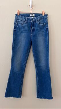 🌸 PAIGE Colette Crop Flare Stretch Blue Jeans Size 27